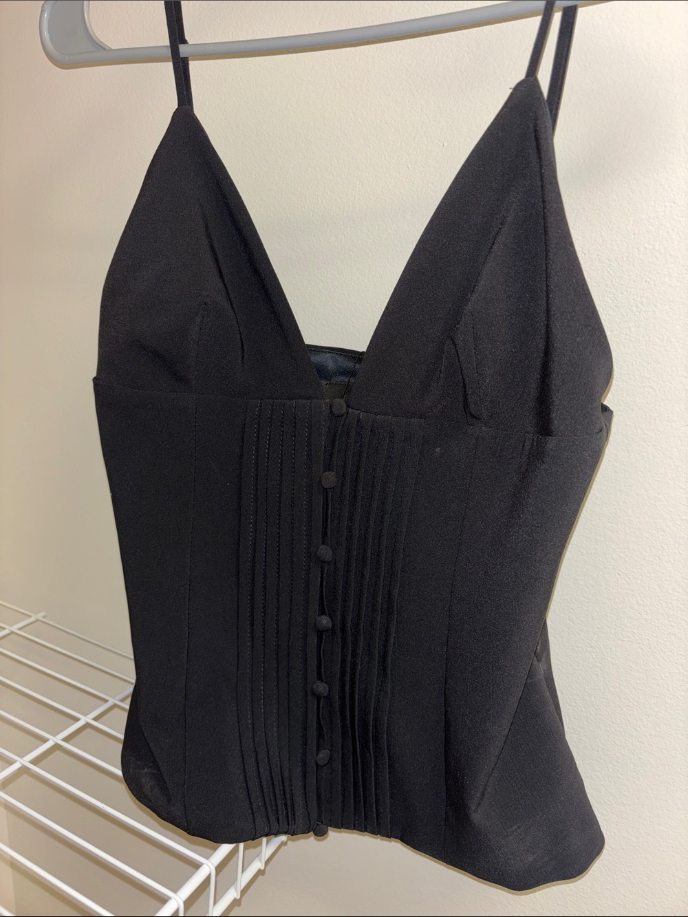 Zara Black Pleated Front Spaghetti Strap Camisole